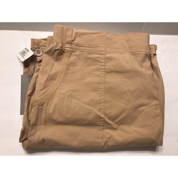 Soft Surroundings 2X Womens Cargo Harper Shorts 22W Cuffed Cotton Tan Khaki 9" - Picture 5 of 6